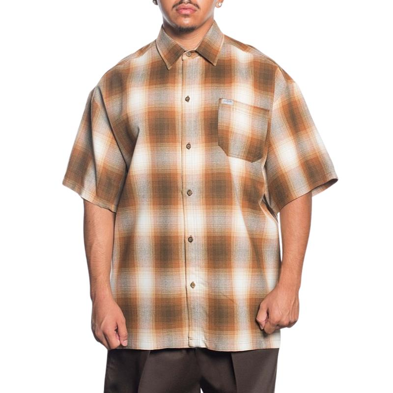 CALTOP Short Sleeve Plaid Flannel Shirts