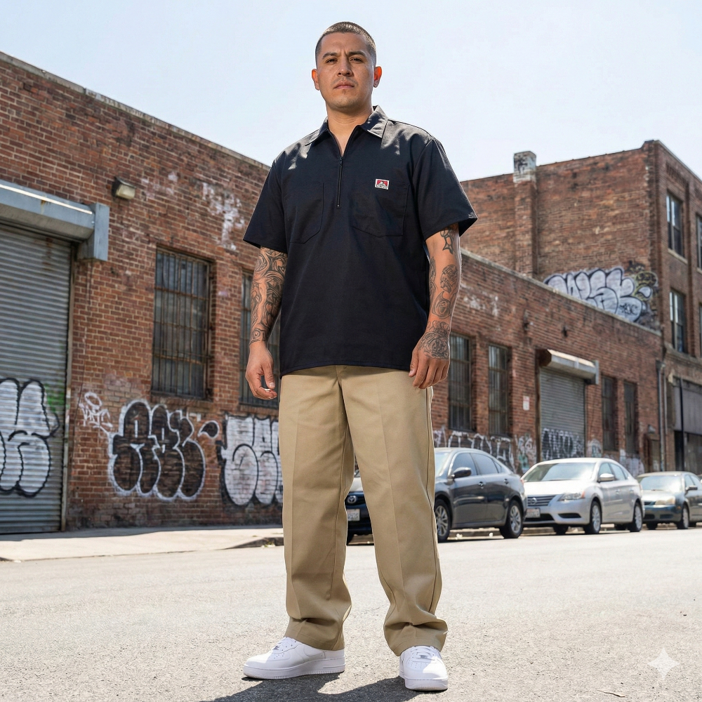 Ben Davis Short Sleeve Solid Half-Zip Shirt