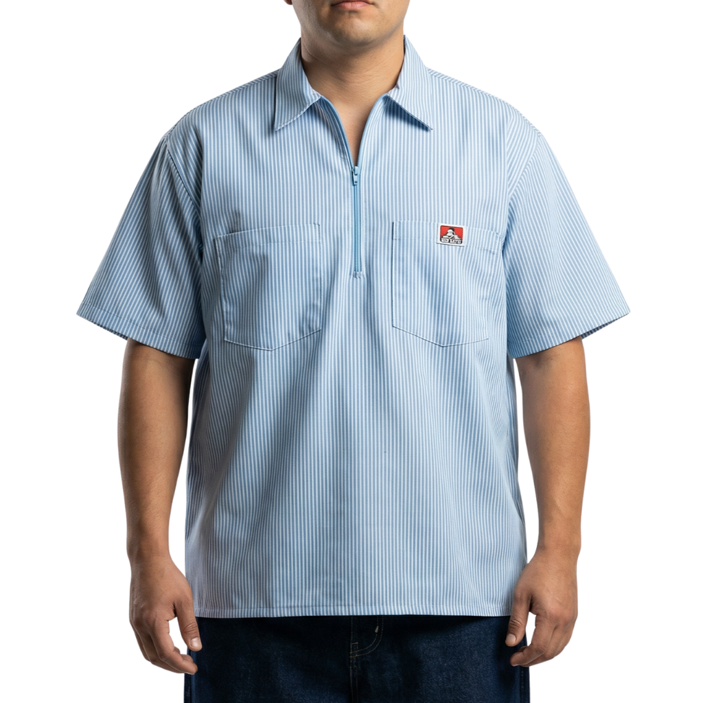 Ben Davis Short Sleeve Striped Half-Zip Shirt